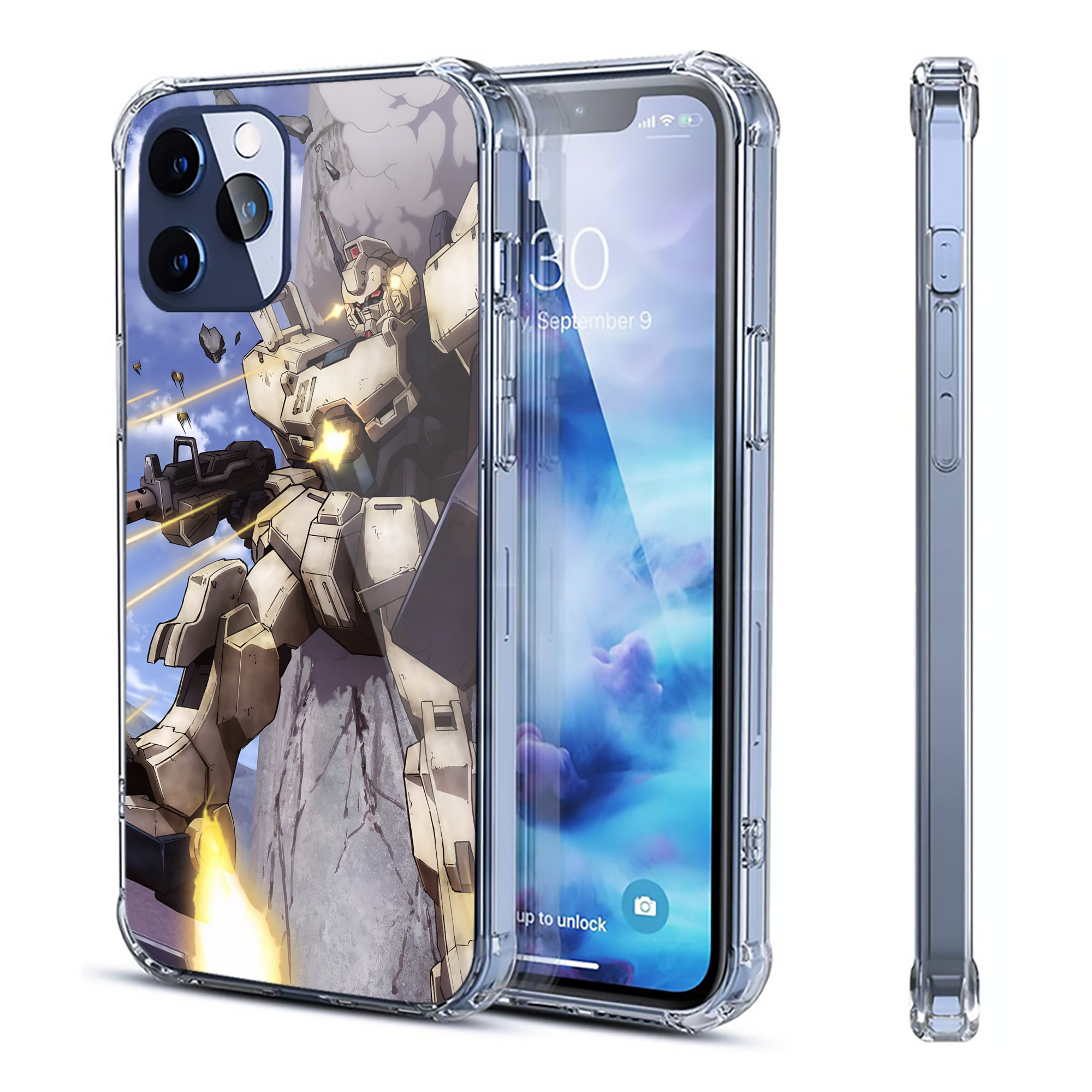 （画像用） 機動戦士ガンダム Mobile Suit Gundam 【iPhone 12シリーズ対応】透明スマホケース（クリアソフトケース）
